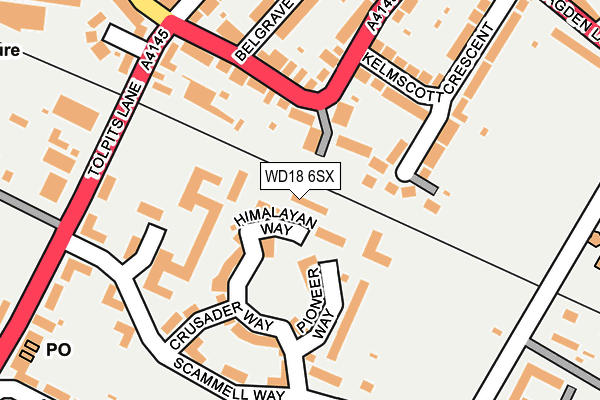 WD18 6SX map - OS OpenMap – Local (Ordnance Survey) WD18 6SX map - OS OpenMap – Local (Ordnance Survey)