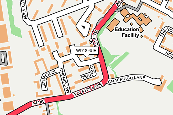 WD18 6UR map - OS OpenMap – Local (Ordnance Survey) WD18 6UR map - OS OpenMap – Local (Ordnance Survey)
