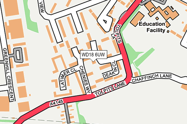 WD18 6UW map - OS OpenMap – Local (Ordnance Survey) WD18 6UW map - OS OpenMap – Local (Ordnance Survey)