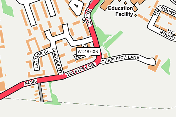 WD18 6XR map - OS OpenMap – Local (Ordnance Survey) WD18 6XR map - OS OpenMap – Local (Ordnance Survey)