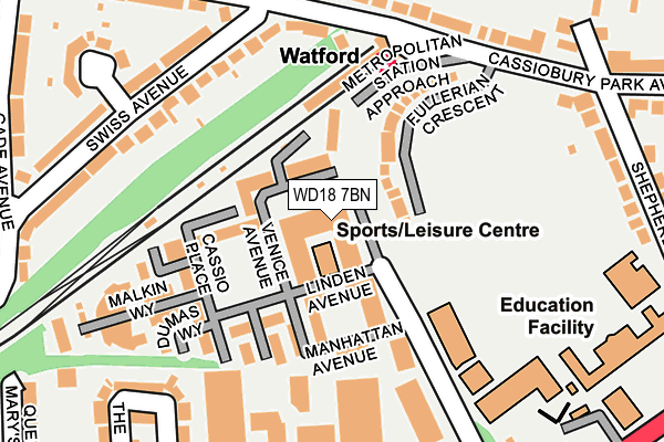 WD18 7BN map - OS OpenMap – Local (Ordnance Survey)