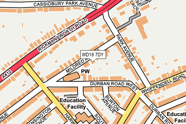 WD18 7DY map - OS OpenMap – Local (Ordnance Survey)
