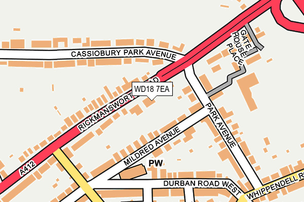 WD18 7EA map - OS OpenMap – Local (Ordnance Survey) WD18 7EA map - OS OpenMap – Local (Ordnance Survey)