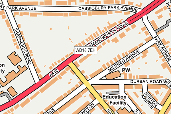 WD18 7EH map - OS OpenMap – Local (Ordnance Survey) WD18 7EH map - OS OpenMap – Local (Ordnance Survey)