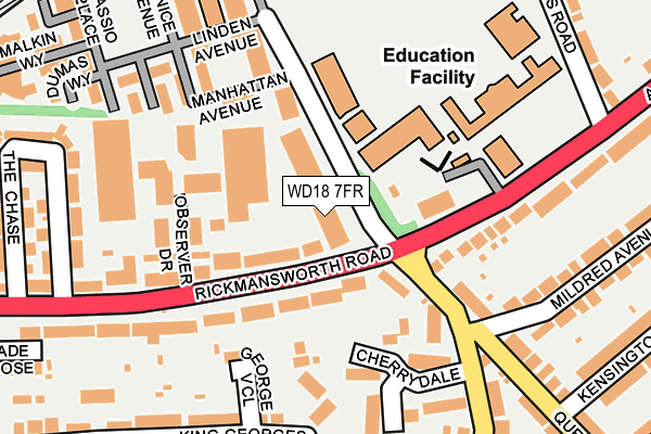 WD18 7FR map - OS OpenMap – Local (Ordnance Survey) WD18 7FR map - OS OpenMap – Local (Ordnance Survey)