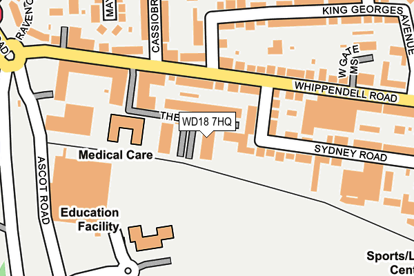 WD18 7HQ map - OS OpenMap – Local (Ordnance Survey)