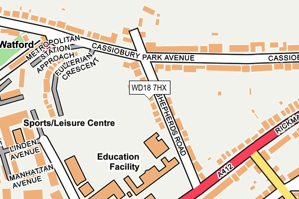 WD18 7HX map - OS OpenMap – Local (Ordnance Survey) WD18 7HX map - OS OpenMap – Local (Ordnance Survey)