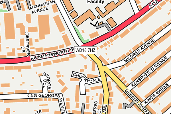 WD18 7HZ map - OS OpenMap – Local (Ordnance Survey) WD18 7HZ map - OS OpenMap – Local (Ordnance Survey)