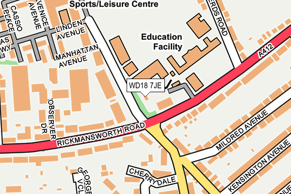 WD18 7JE map - OS OpenMap – Local (Ordnance Survey) WD18 7JE map - OS OpenMap – Local (Ordnance Survey)