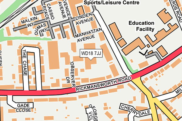 WD18 7JJ map - OS OpenMap – Local (Ordnance Survey) WD18 7JJ map - OS OpenMap – Local (Ordnance Survey)