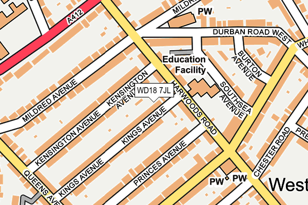 WD18 7JL map - OS OpenMap – Local (Ordnance Survey) WD18 7JL map - OS OpenMap – Local (Ordnance Survey)