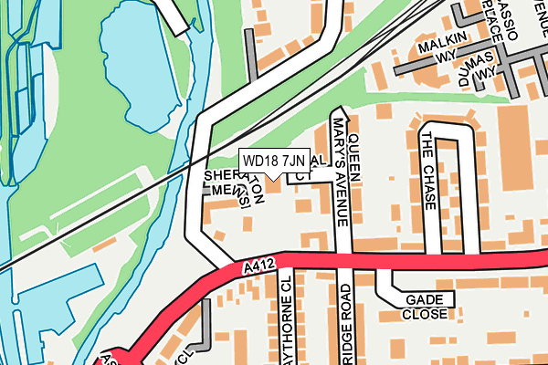 WD18 7JN map - OS OpenMap – Local (Ordnance Survey) WD18 7JN map - OS OpenMap – Local (Ordnance Survey)