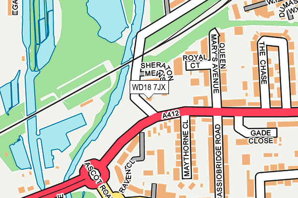 WD18 7JX map - OS OpenMap – Local (Ordnance Survey) WD18 7JX map - OS OpenMap – Local (Ordnance Survey)