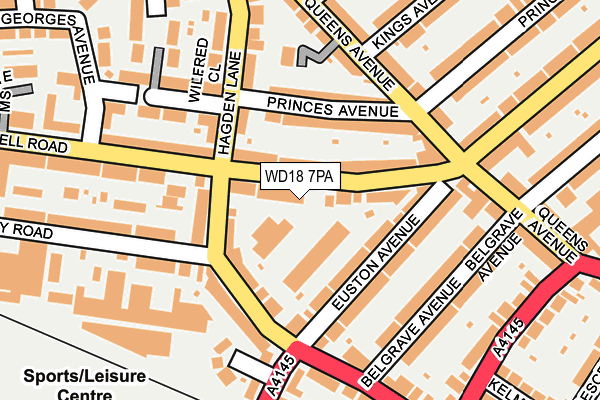 WD18 7PA map - OS OpenMap – Local (Ordnance Survey)