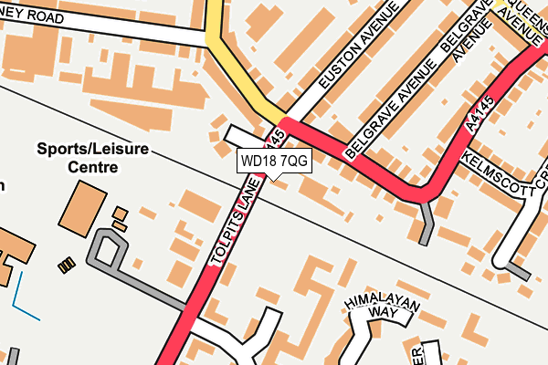 WD18 7QG map - OS OpenMap – Local (Ordnance Survey) WD18 7QG map - OS OpenMap – Local (Ordnance Survey)