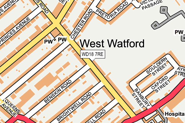 WD18 7RE map - OS OpenMap – Local (Ordnance Survey)