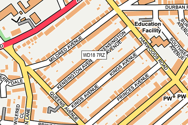 WD18 7RZ map - OS OpenMap – Local (Ordnance Survey) WD18 7RZ map - OS OpenMap – Local (Ordnance Survey)