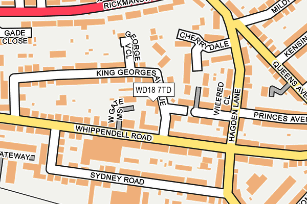 WD18 7TD map - OS OpenMap – Local (Ordnance Survey) WD18 7TD map - OS OpenMap – Local (Ordnance Survey)