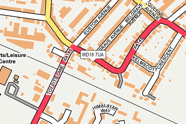 WD18 7UA map - OS OpenMap – Local (Ordnance Survey) WD18 7UA map - OS OpenMap – Local (Ordnance Survey)