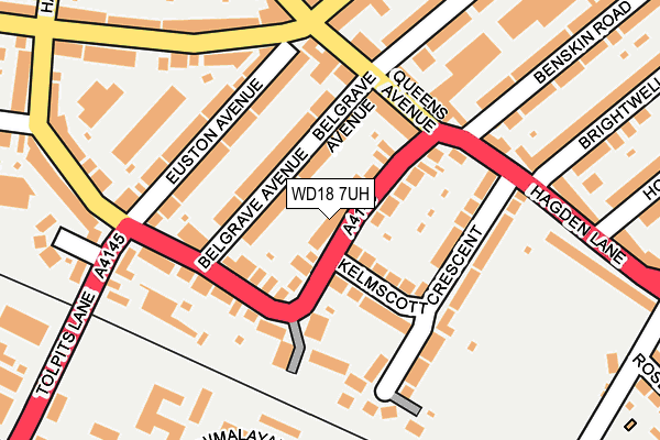 WD18 7UH map - OS OpenMap – Local (Ordnance Survey) WD18 7UH map - OS OpenMap – Local (Ordnance Survey)