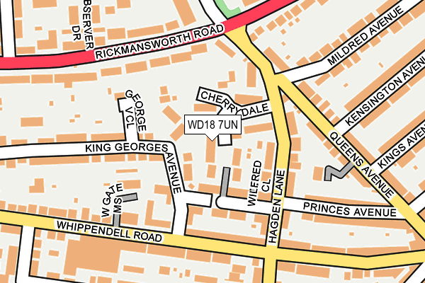 WD18 7UN map - OS OpenMap – Local (Ordnance Survey) WD18 7UN map - OS OpenMap – Local (Ordnance Survey)