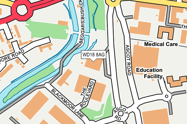 WD18 8AG map - OS OpenMap – Local (Ordnance Survey) WD18 8AG map - OS OpenMap – Local (Ordnance Survey)