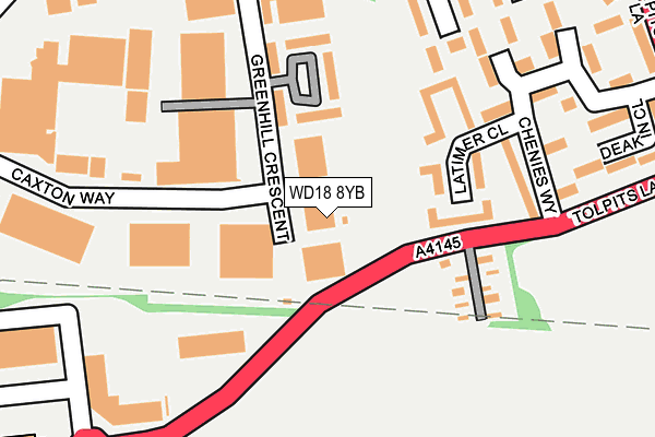 WD18 8YB map - OS OpenMap – Local (Ordnance Survey) WD18 8YB map - OS OpenMap – Local (Ordnance Survey)