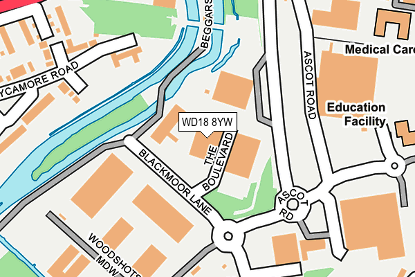 WD18 8YW map - OS OpenMap – Local (Ordnance Survey) WD18 8YW map - OS OpenMap – Local (Ordnance Survey)