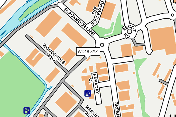 WD18 8YZ map - OS OpenMap – Local (Ordnance Survey) WD18 8YZ map - OS OpenMap – Local (Ordnance Survey)