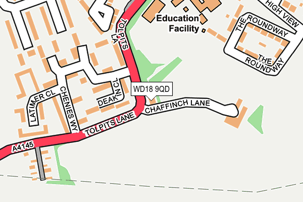 WD18 9QD map - OS OpenMap – Local (Ordnance Survey) WD18 9QD map - OS OpenMap – Local (Ordnance Survey)