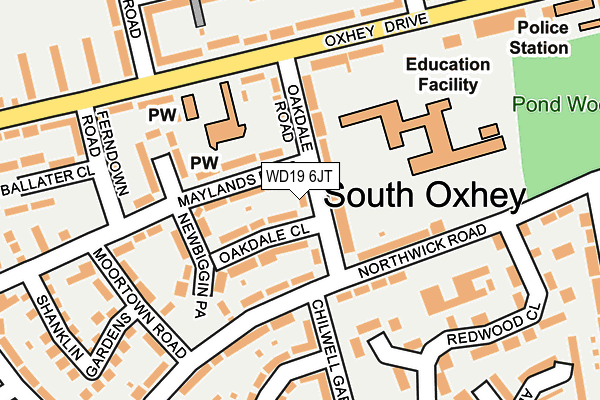 WD19 6JT map - OS OpenMap – Local (Ordnance Survey) WD19 6JT map - OS OpenMap – Local (Ordnance Survey)