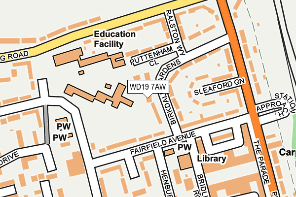 WD19 7AW map - OS OpenMap – Local (Ordnance Survey) WD19 7AW map - OS OpenMap – Local (Ordnance Survey)