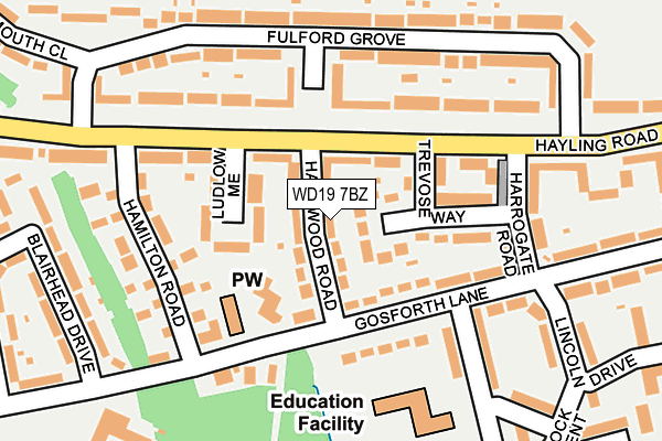 WD19 7BZ map - OS OpenMap – Local (Ordnance Survey)