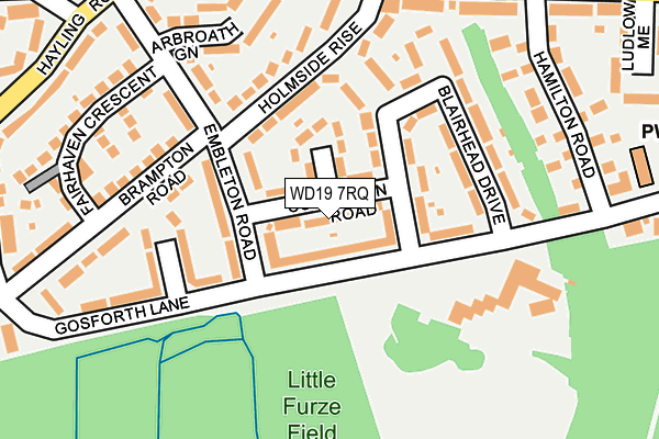 WD19 7RQ map - OS OpenMap – Local (Ordnance Survey)