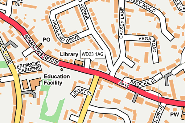 WD23 1AG map - OS OpenMap – Local (Ordnance Survey) WD23 1AG map - OS OpenMap – Local (Ordnance Survey)