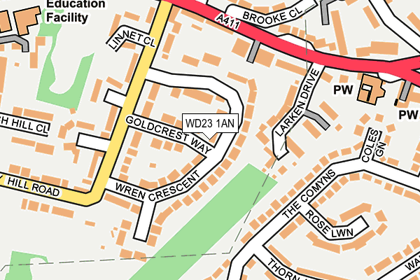 WD23 1AN map - OS OpenMap – Local (Ordnance Survey) WD23 1AN map - OS OpenMap – Local (Ordnance Survey)