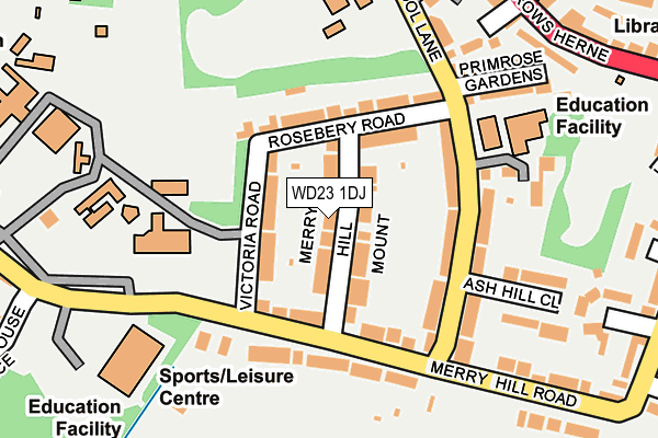 WD23 1DJ map - OS OpenMap – Local (Ordnance Survey) WD23 1DJ map - OS OpenMap – Local (Ordnance Survey)