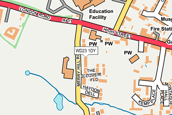 WD23 1DY map - OS OpenMap – Local (Ordnance Survey) WD23 1DY map - OS OpenMap – Local (Ordnance Survey)