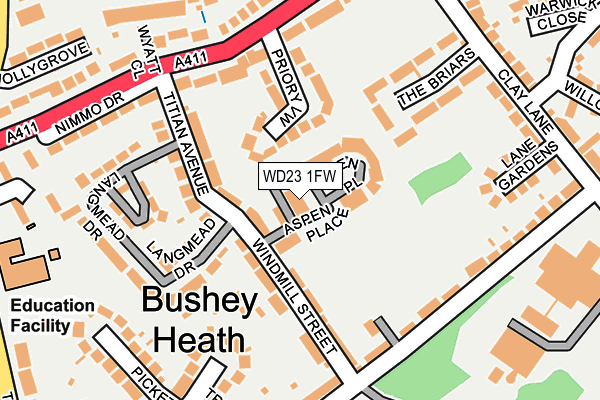 WD23 1FW map - OS OpenMap – Local (Ordnance Survey)