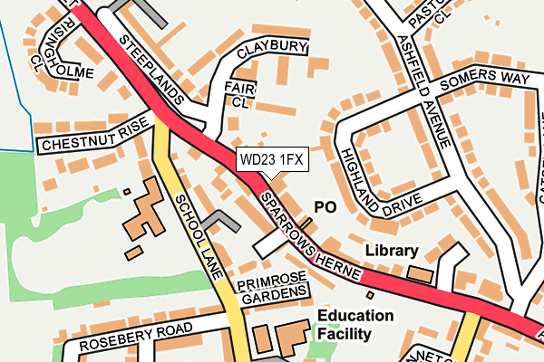 WD23 1FX map - OS OpenMap – Local (Ordnance Survey) WD23 1FX map - OS OpenMap – Local (Ordnance Survey)