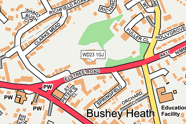 WD23 1GJ map - OS OpenMap – Local (Ordnance Survey) WD23 1GJ map - OS OpenMap – Local (Ordnance Survey)