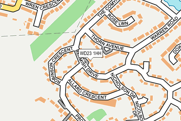 WD23 1HH map - OS OpenMap – Local (Ordnance Survey) WD23 1HH map - OS OpenMap – Local (Ordnance Survey)