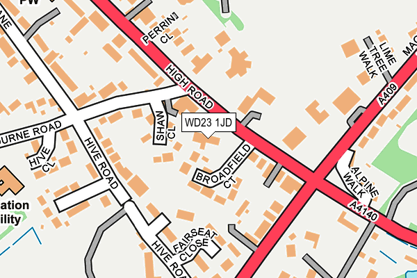 WD23 1JD map - OS OpenMap – Local (Ordnance Survey) WD23 1JD map - OS OpenMap – Local (Ordnance Survey)