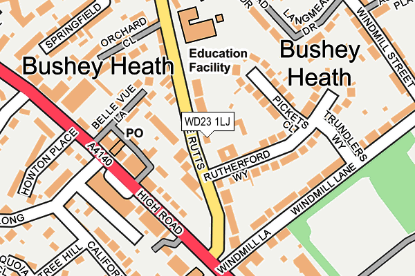 WD23 1LJ map - OS OpenMap – Local (Ordnance Survey) WD23 1LJ map - OS OpenMap – Local (Ordnance Survey)