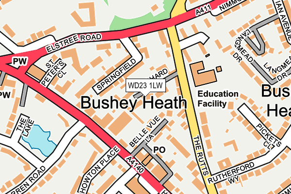 WD23 1LW map - OS OpenMap – Local (Ordnance Survey) WD23 1LW map - OS OpenMap – Local (Ordnance Survey)
