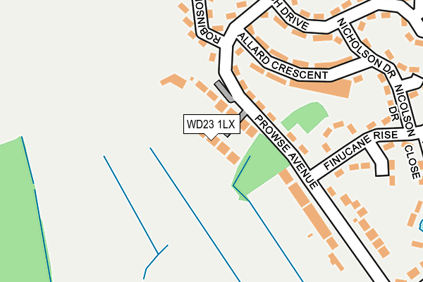 WD23 1LX map - OS OpenMap – Local (Ordnance Survey) WD23 1LX map - OS OpenMap – Local (Ordnance Survey)