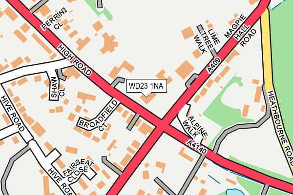 WD23 1NA map - OS OpenMap – Local (Ordnance Survey) WD23 1NA map - OS OpenMap – Local (Ordnance Survey)