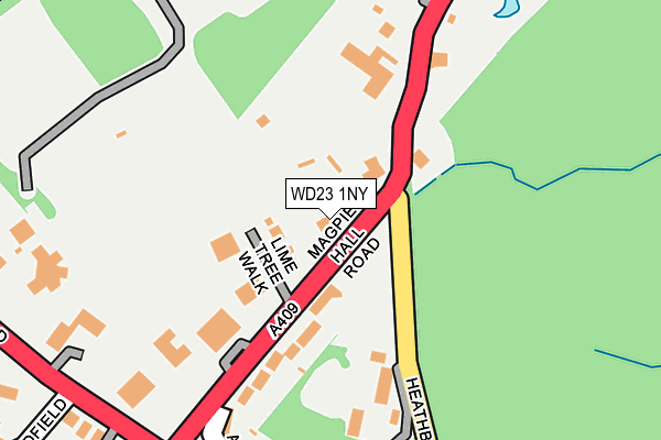 WD23 1NY map - OS OpenMap – Local (Ordnance Survey) WD23 1NY map - OS OpenMap – Local (Ordnance Survey)