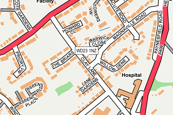 WD23 1NZ map - OS OpenMap – Local (Ordnance Survey) WD23 1NZ map - OS OpenMap – Local (Ordnance Survey)