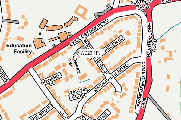 WD23 1PJ map - OS OpenMap – Local (Ordnance Survey) WD23 1PJ map - OS OpenMap – Local (Ordnance Survey)